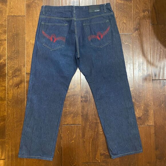 Rocawear Vintage Y2K Embroidered Straight Navy Blue Jeans Mens Size 38 x 30 - Picture 6 of 12
